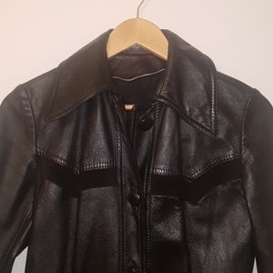 VTG Con-Ell Furs Black Leather & Suede Trench Coat Matrix Goth Western Duster